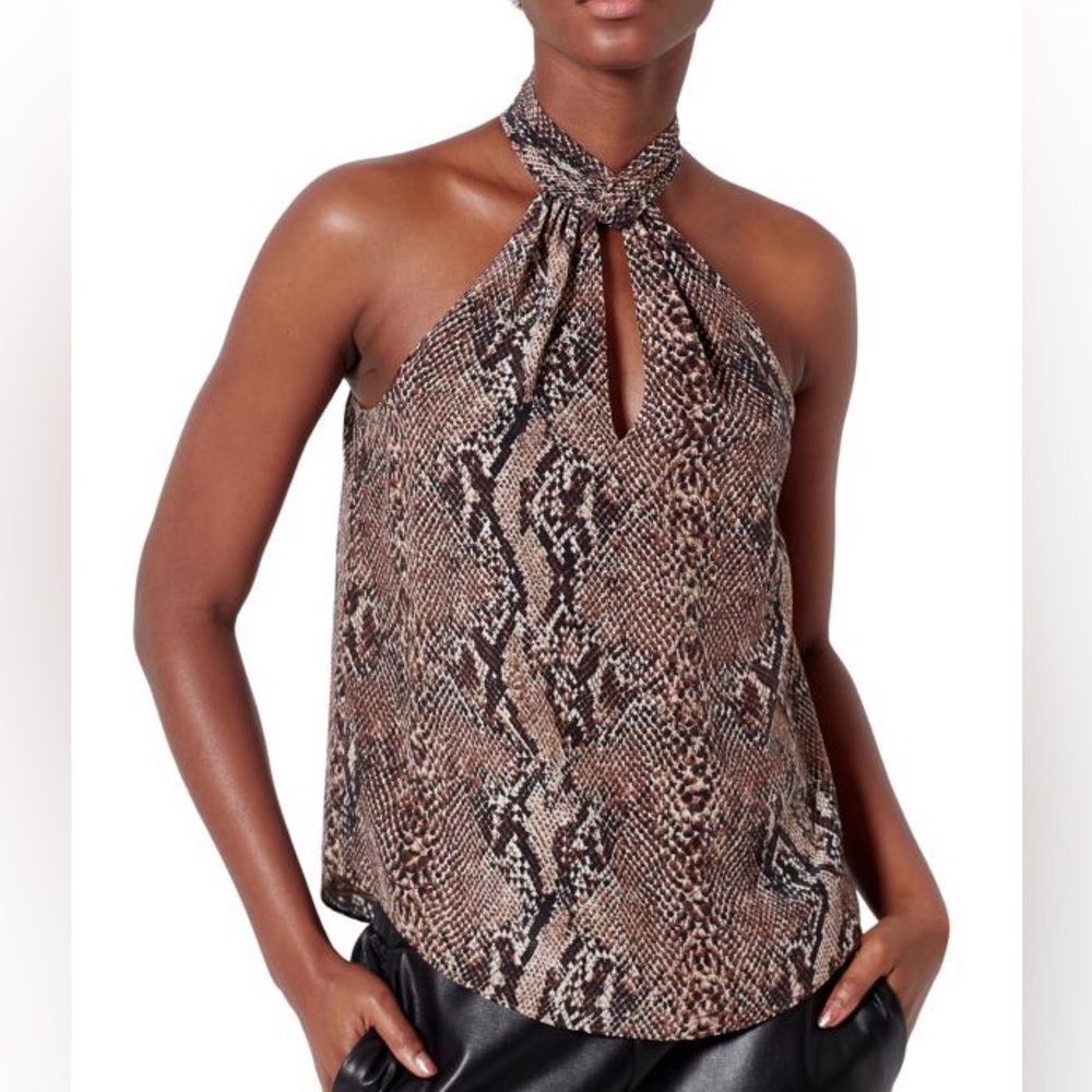 Joie Silk Snakeskin Halter Tank Top